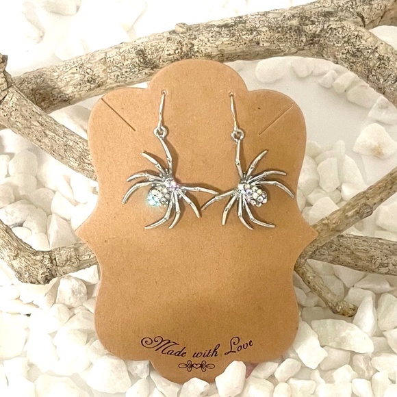 Spider rhinestone earrings. NEW ITEM - Picture 3 of 3